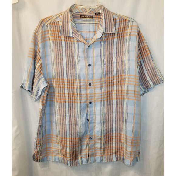 Cubavera Other - Cubavera Linen Shirt Mens Size 2XL Blue Orange Button Down Classic Collared